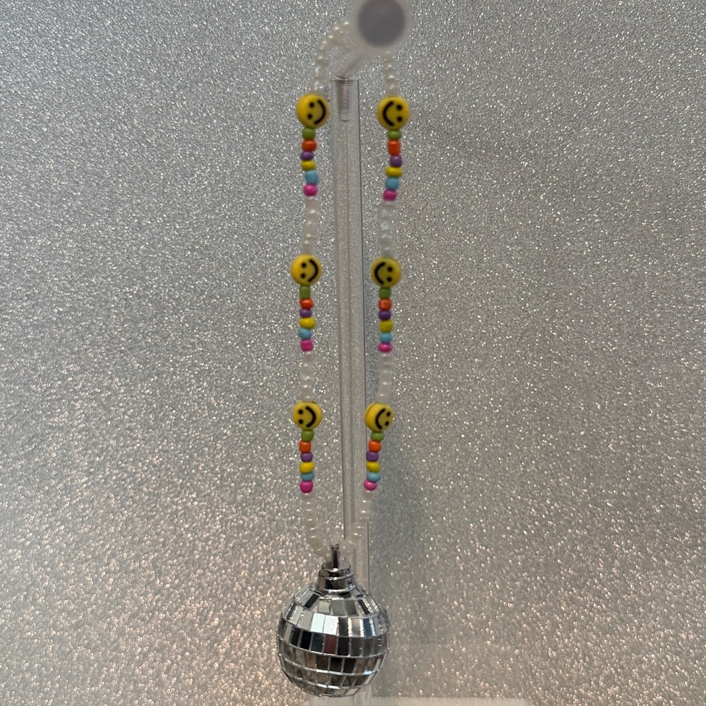 one-of-a-kind handmade disco ball rearview mirror charm